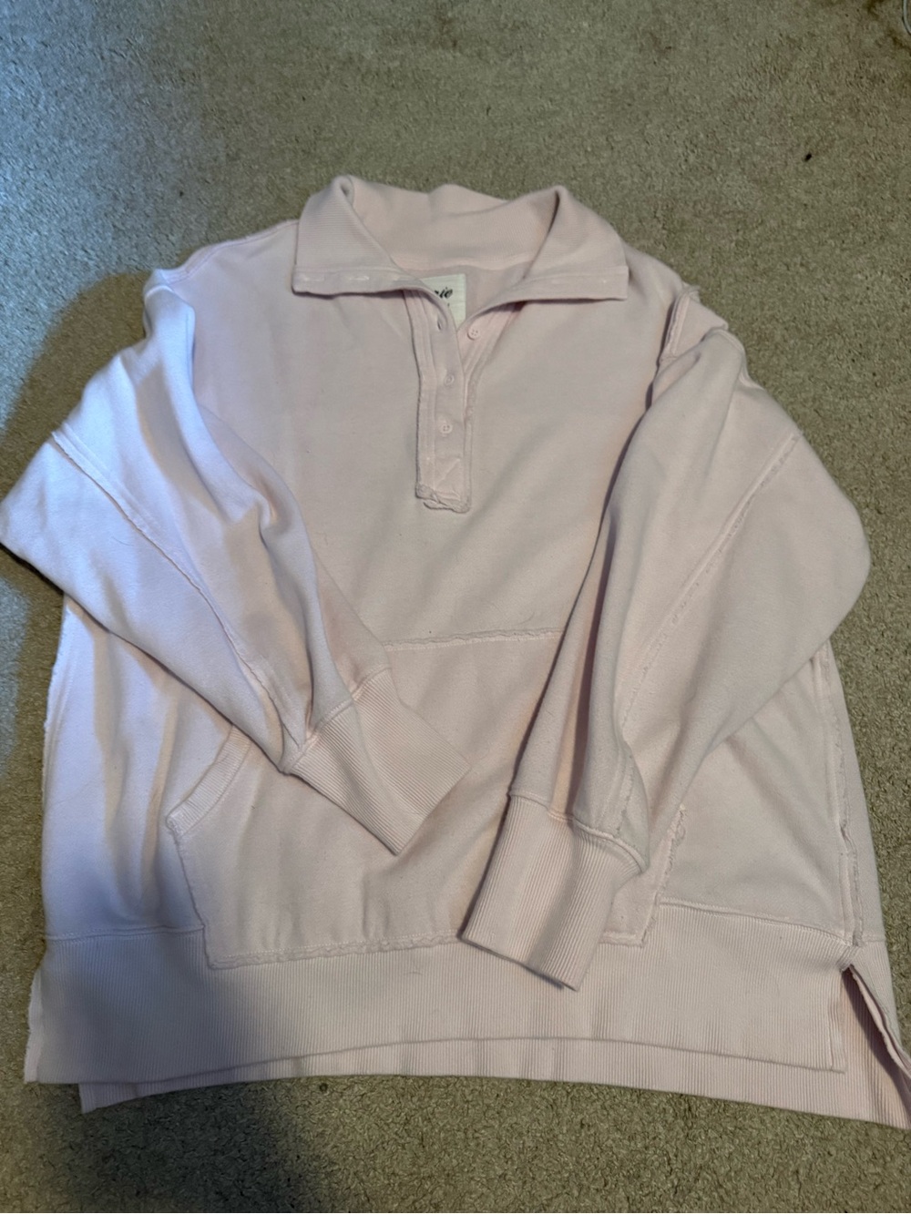 aerie Light Pink Zip-Up Pullover Sweater